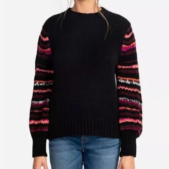 Johnny Was Kurt Pullover Alpaca Wool Blend Long Sleeve Striped Sweater Medium - Picture 1 of 9